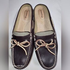 Sperry Women's Dark Brown Top Sider Boat Shoes * Mules * Sz 10 * Mint